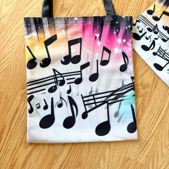 Music Notes Tote Bag with Matching Zipper Pouch Gradient Print - Picture 3 of 9